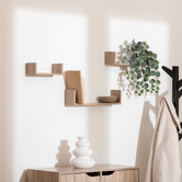3 étagères murales, effet bois naturel Fixy
