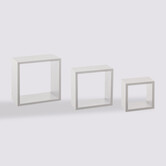 3 petites étagères murales cube, blanc Fixy