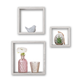 3 petites étagères murales cube, effet chêne gris Fixy