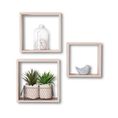 3 grandes étagères murales cube, effet chêne Fixy