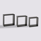 3 grandes étagères murales cube, noir Fixy