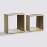 2 étagères murales cube miroir, effet chêne Fixy