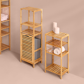 Étagère colonne avec panier à linge, bambou Mix'n modul