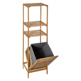 Étagère colonne avec panier à linge, bambou Mix'n modul