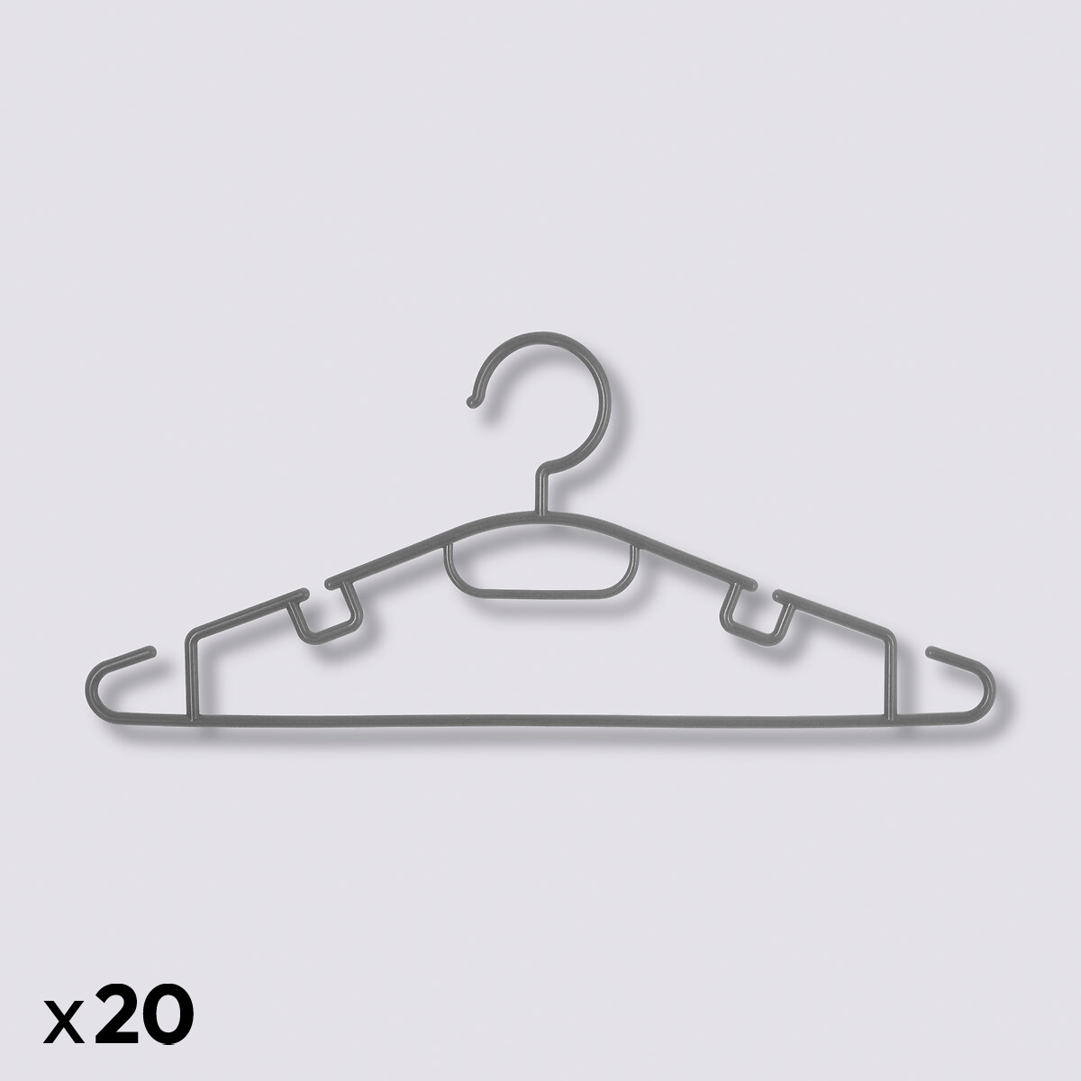 Lot de 20 cintres en plastique, gris Hang'up