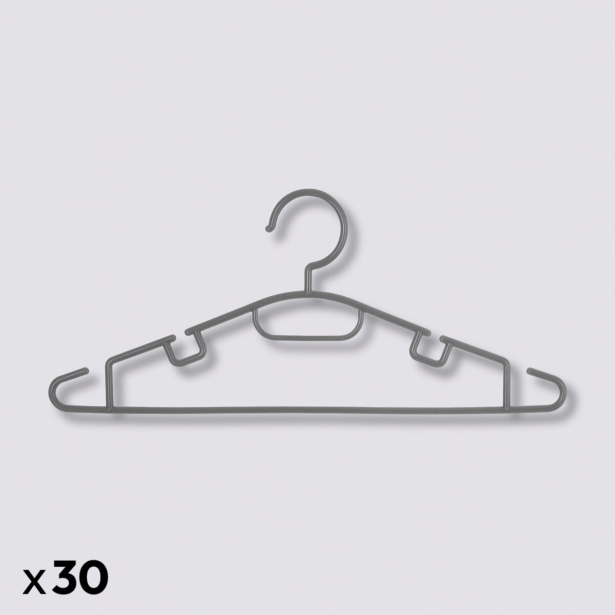 Lot de 30 cintres en plastique, gris Hang'up