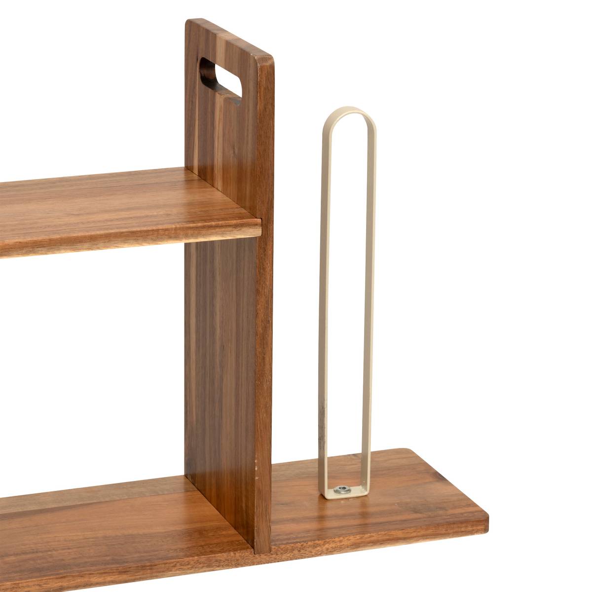 Etagère et porte-rouleau, 2 niveaux, marron Acacia