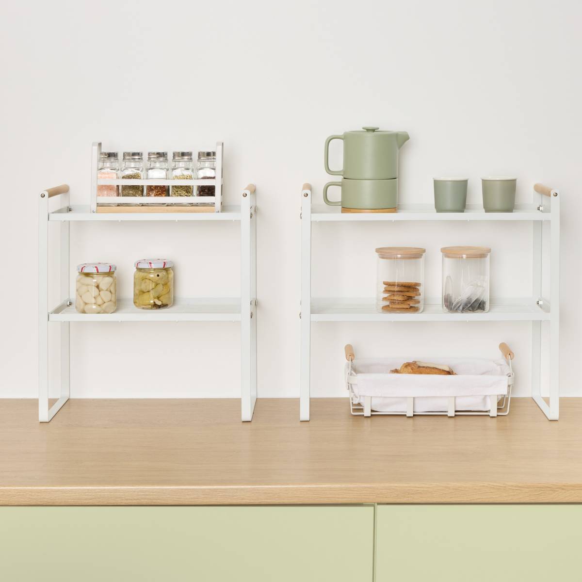 Etagère 2 niveaux, blanc Balm
