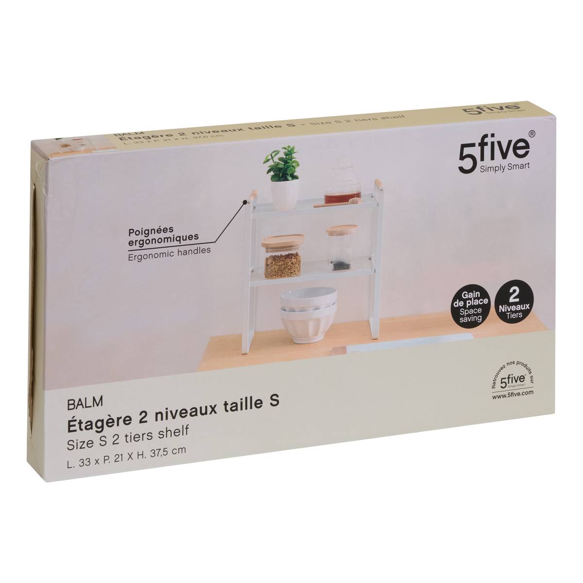 Etagère 2 niveaux, blanc Balm