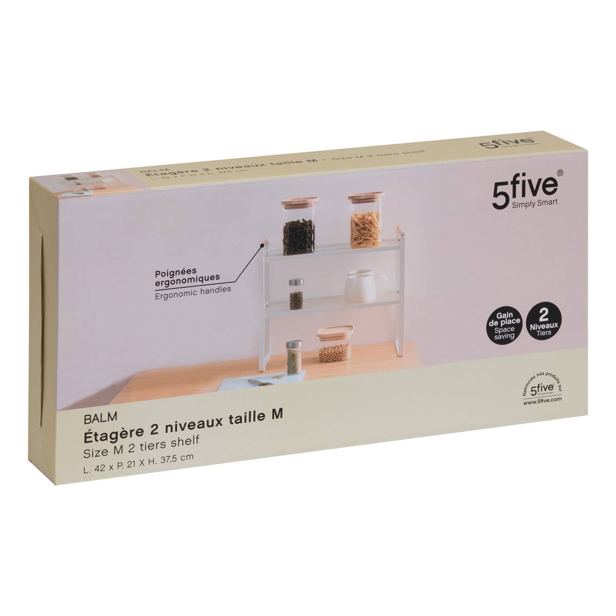 Etagère 2 niveaux, blanc Balm