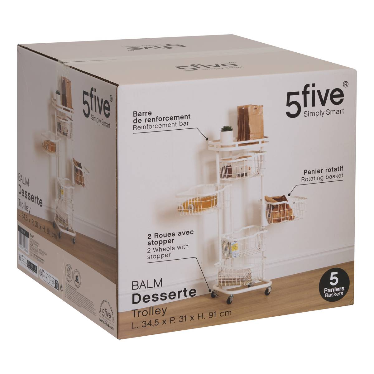 Desserte, l.34,5 cm, blanc Balm