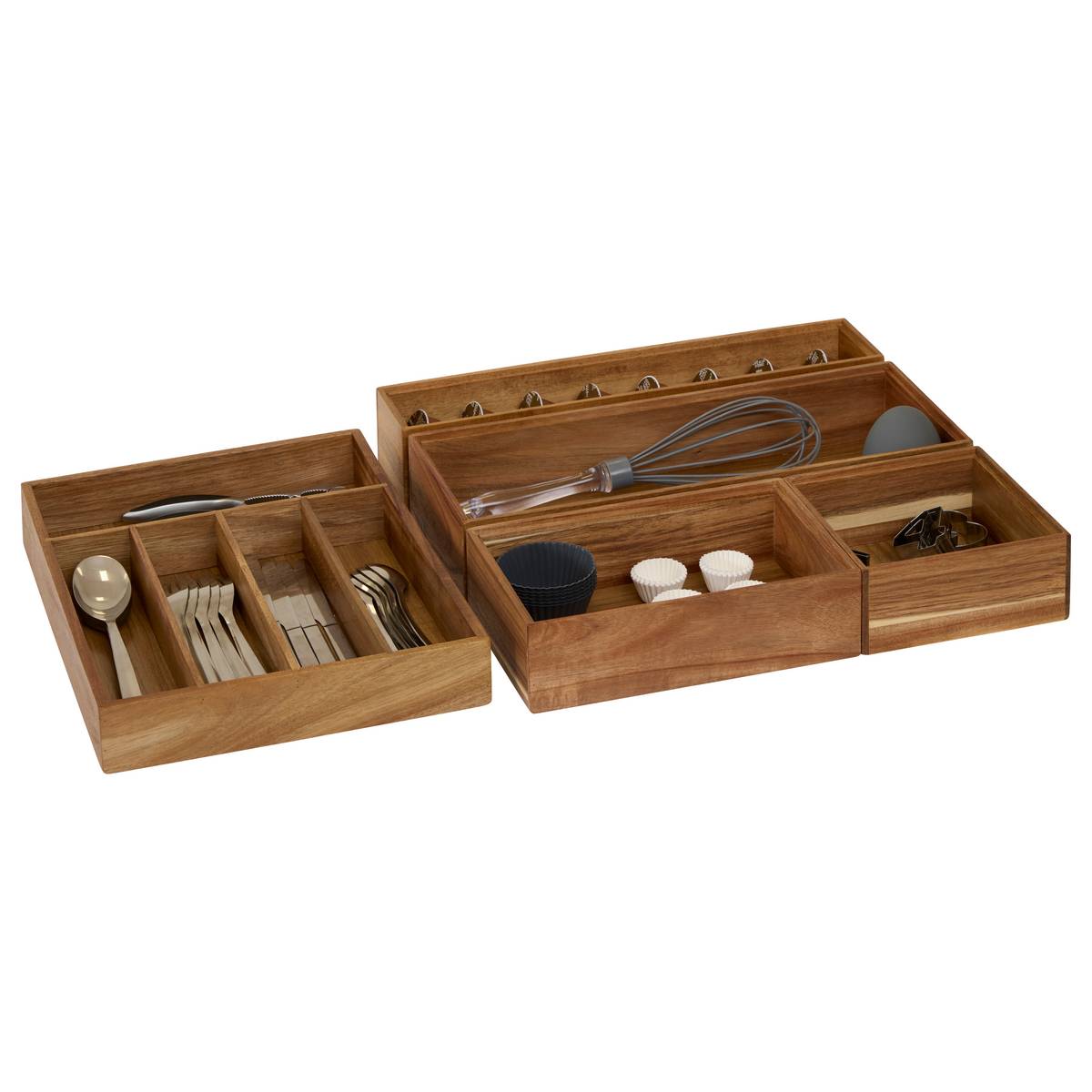 Rangement tiroirs, l.38 cm, marron Tidy smart acacia