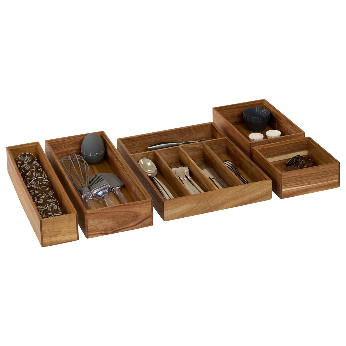 Range-couverts, l.35 cm, marron Tidy smart acacia