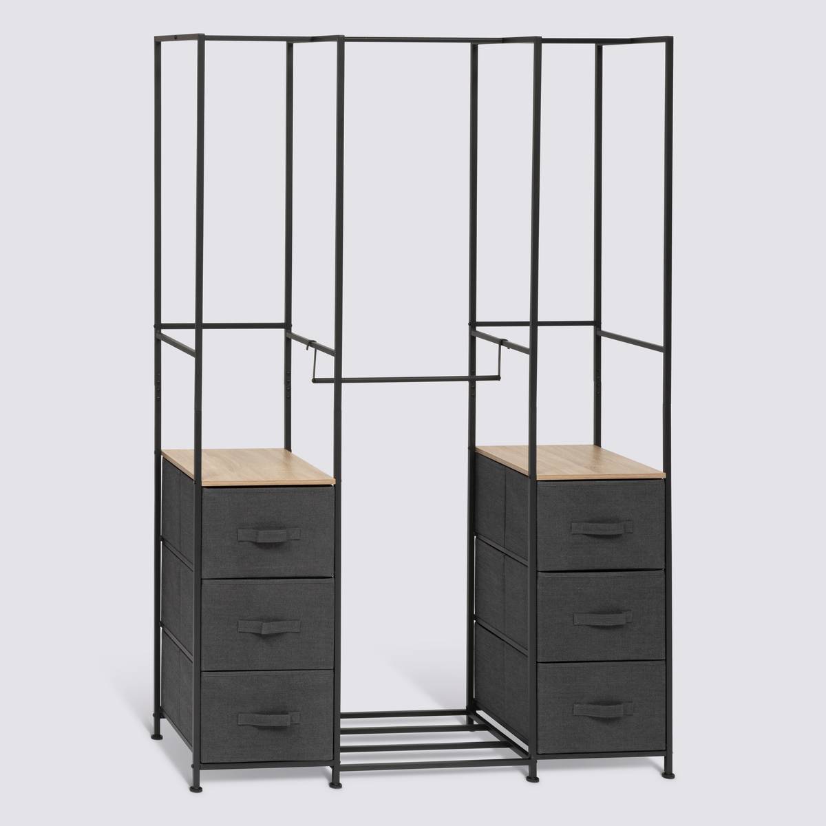 Penderie, 2 étagères, 6 tiroirs, gris Tissa