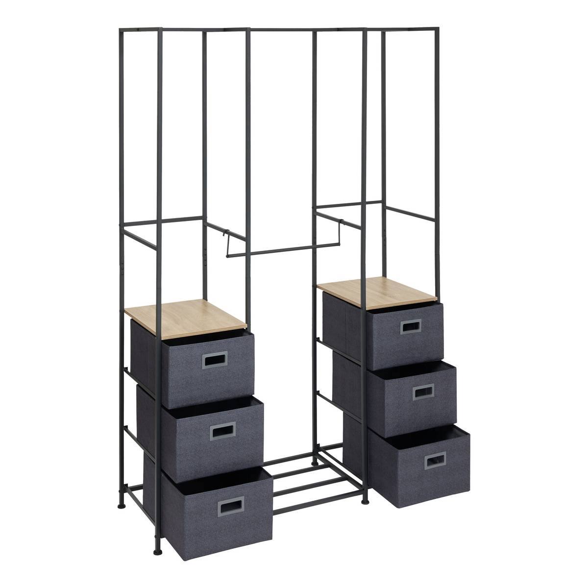 Penderie, 2 étagères, 6 tiroirs, gris Tissa