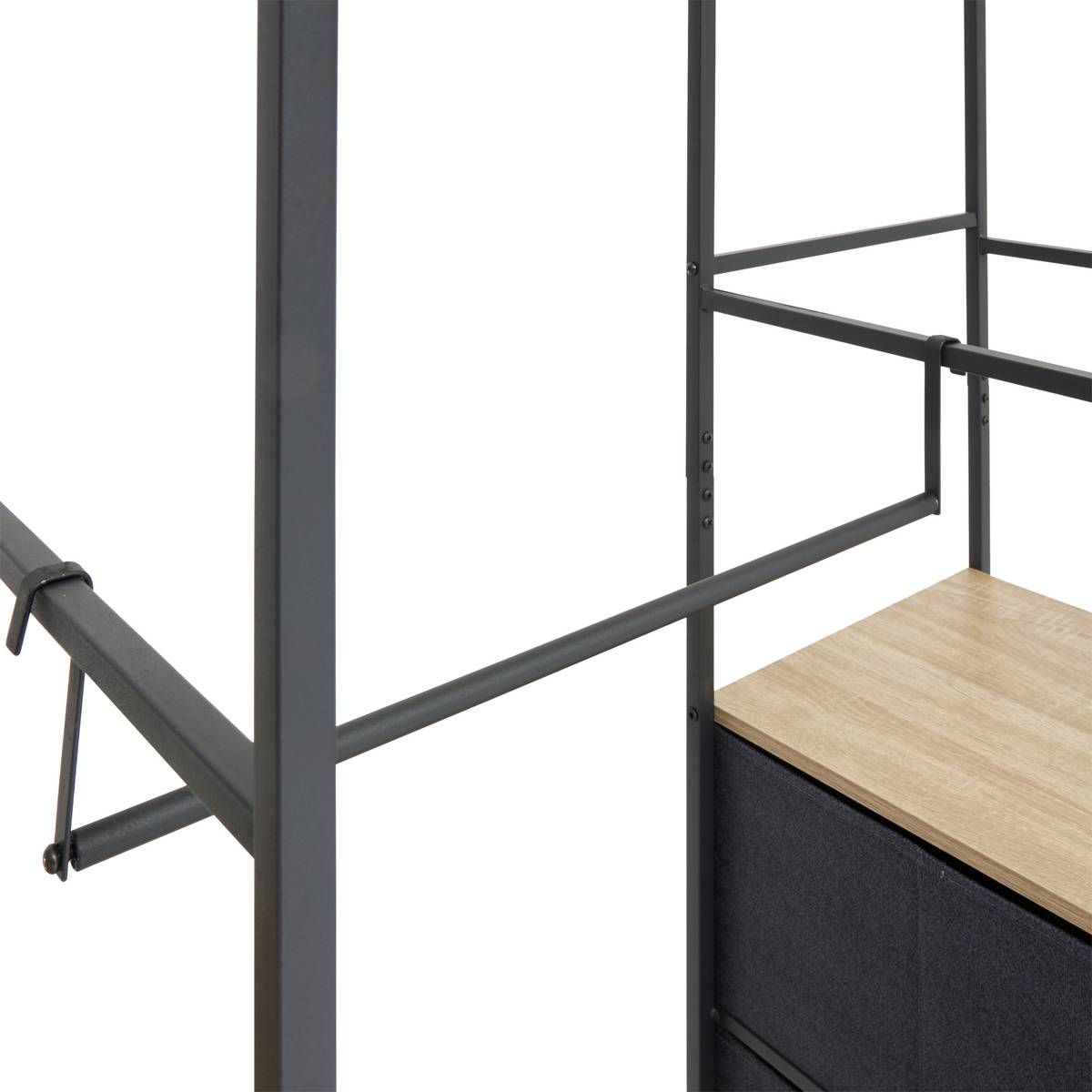 Penderie, 2 étagères, 6 tiroirs, gris Tissa