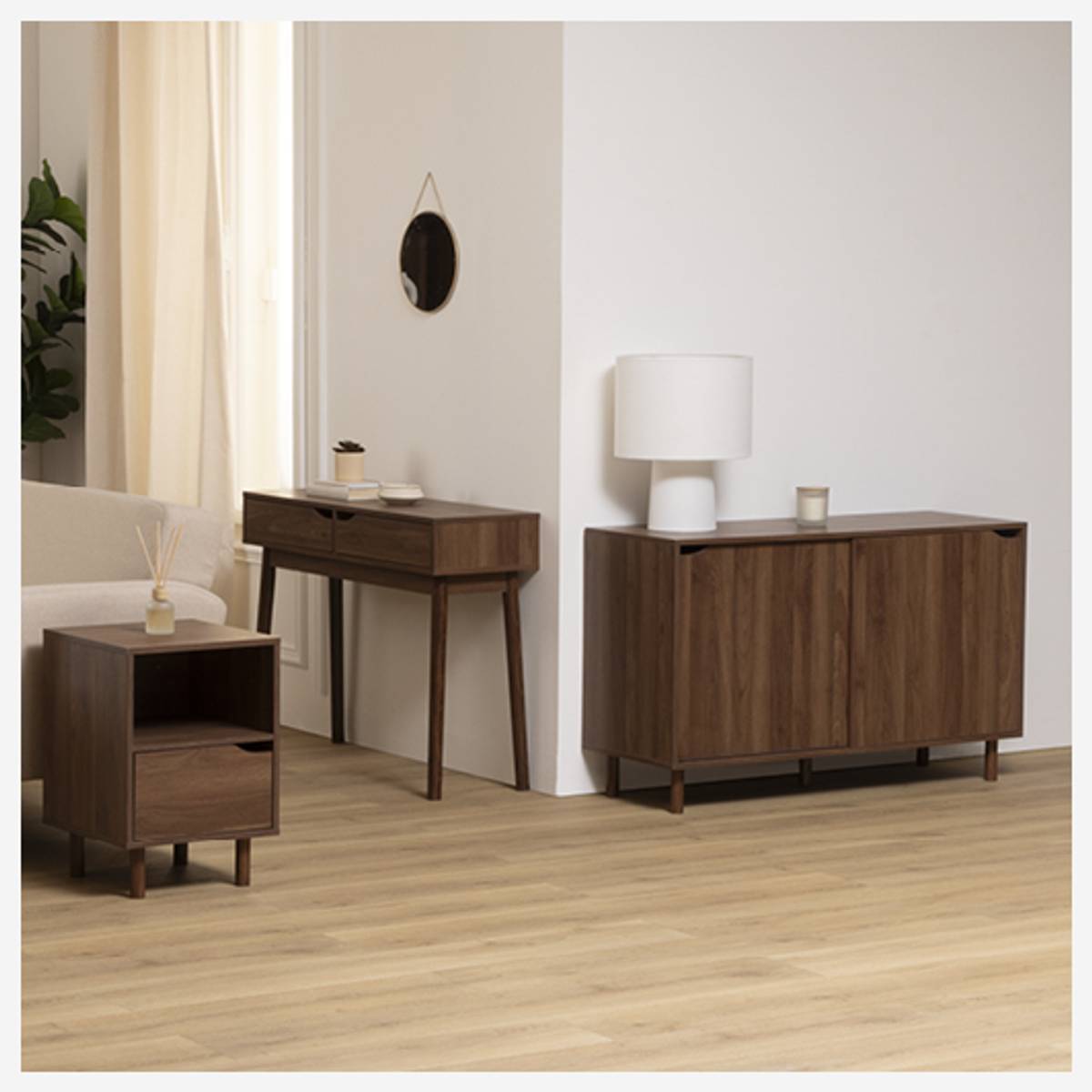 Table basse, 2 portes, marron Slidy
