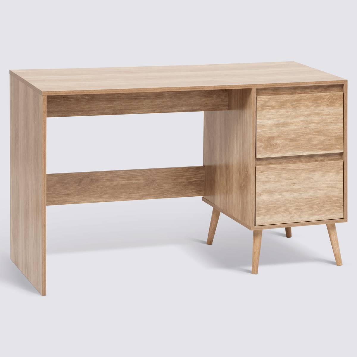 Bureau 2 tiroirs, beige Abana