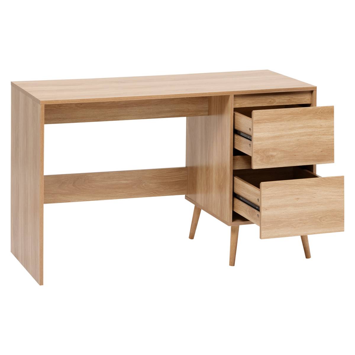 Bureau 2 tiroirs, beige Abana