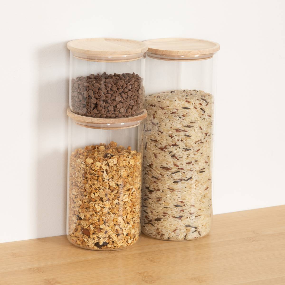 Lot de 3 bocaux, 0,4l/0,9l/1,5l