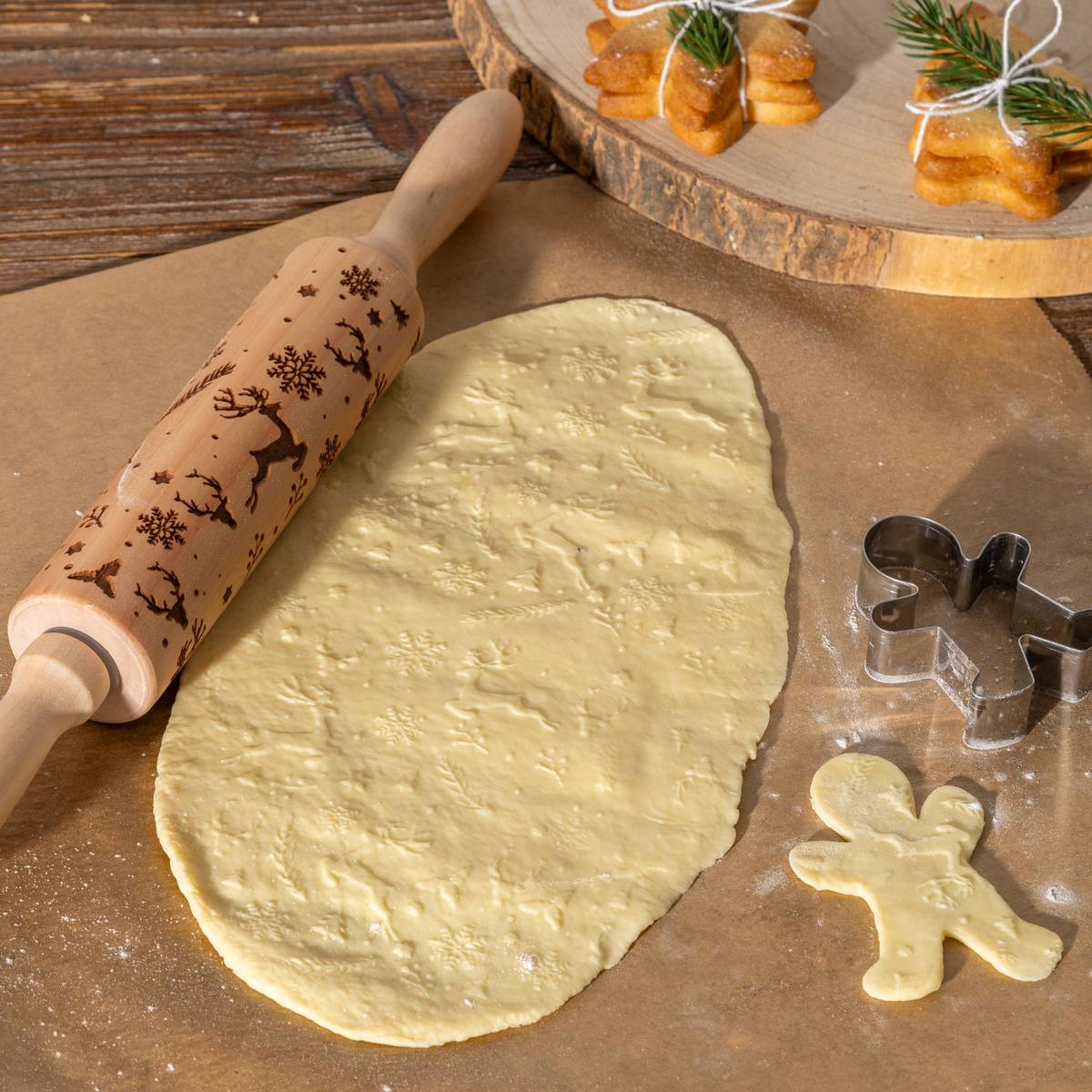 Rouleau à patisserie, l.35,5 cm, beige 