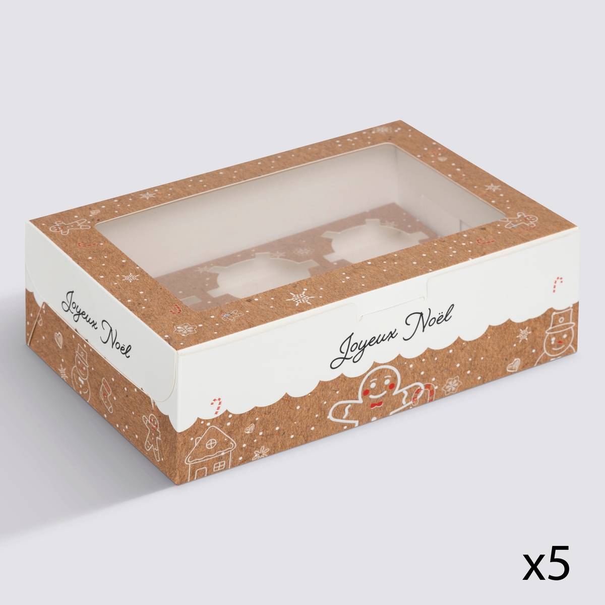 Lot de 5 boîtes à cupcakes, beige