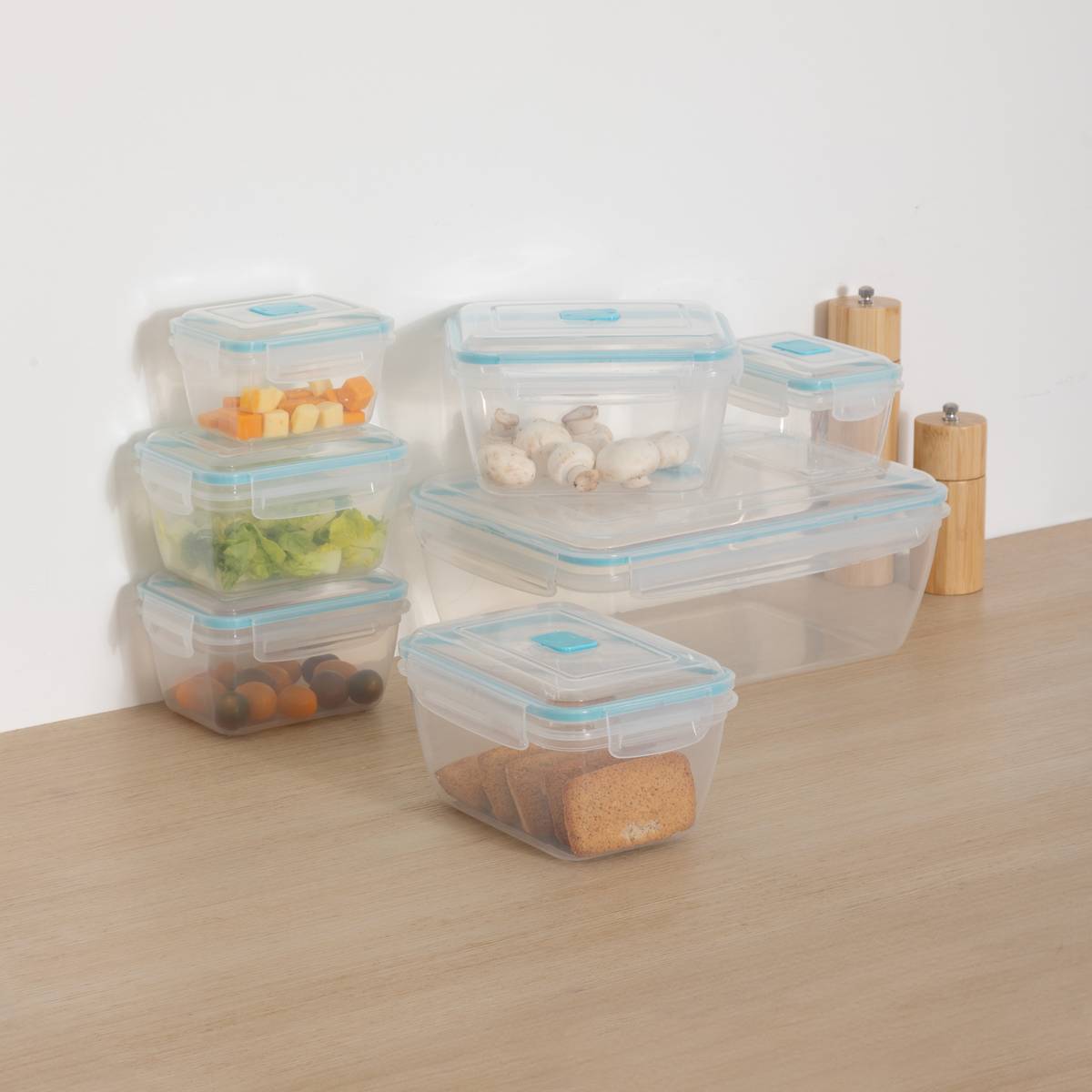 Lot de 7 boîtes de conservation, 0,4/0,8/1,5/5,6l