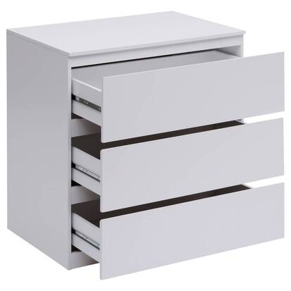 Commode 3 tiroirs, blanc Dolo