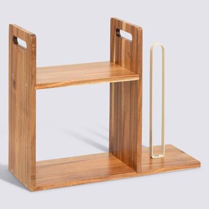 Etagère et porte-rouleau, 2 niveaux, marron Acacia