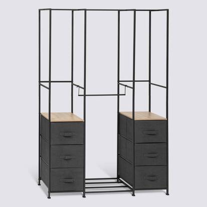 Penderie, 2 étagères, 6 tiroirs, gris Tissa