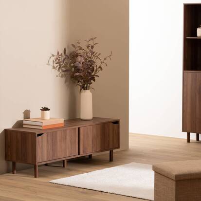 Meuble tv 2 étagères, marron Slidy