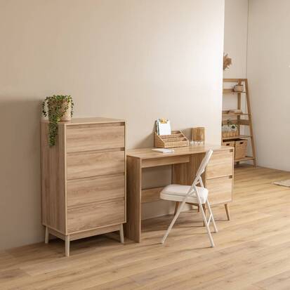 Bureau 2 tiroirs, beige Abana