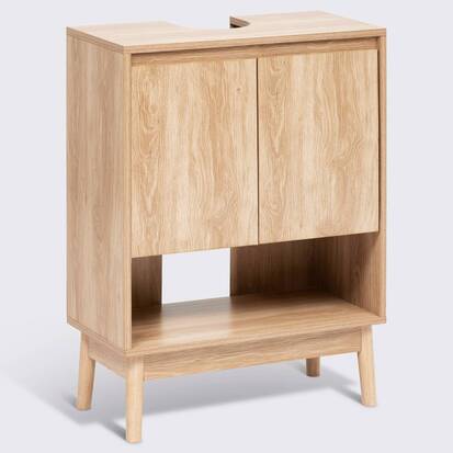Meuble sous-lavabo 2 portes, beige Abana