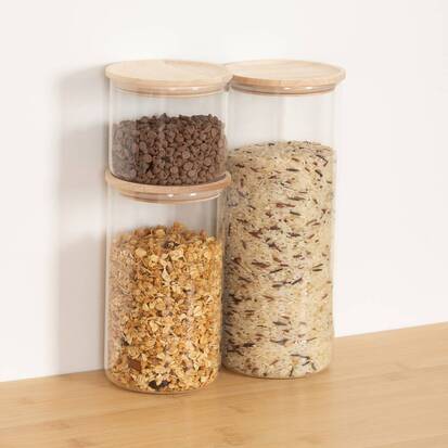 Lot de 3 bocaux, 0,4l/0,9l/1,5l Hermet