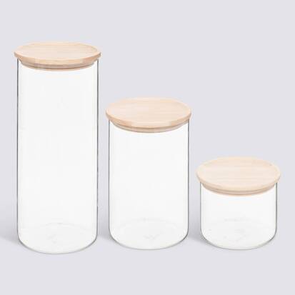 Lot de 3 bocaux, 0,4l/0,9l/1,5l Hermet