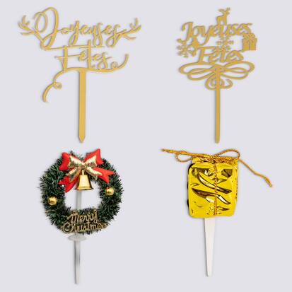 Lot de 4 décorations pâtisserie Noël
