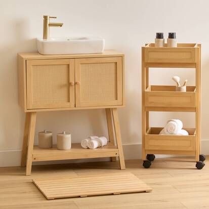 Desserte 3 niveaux, beige Cane