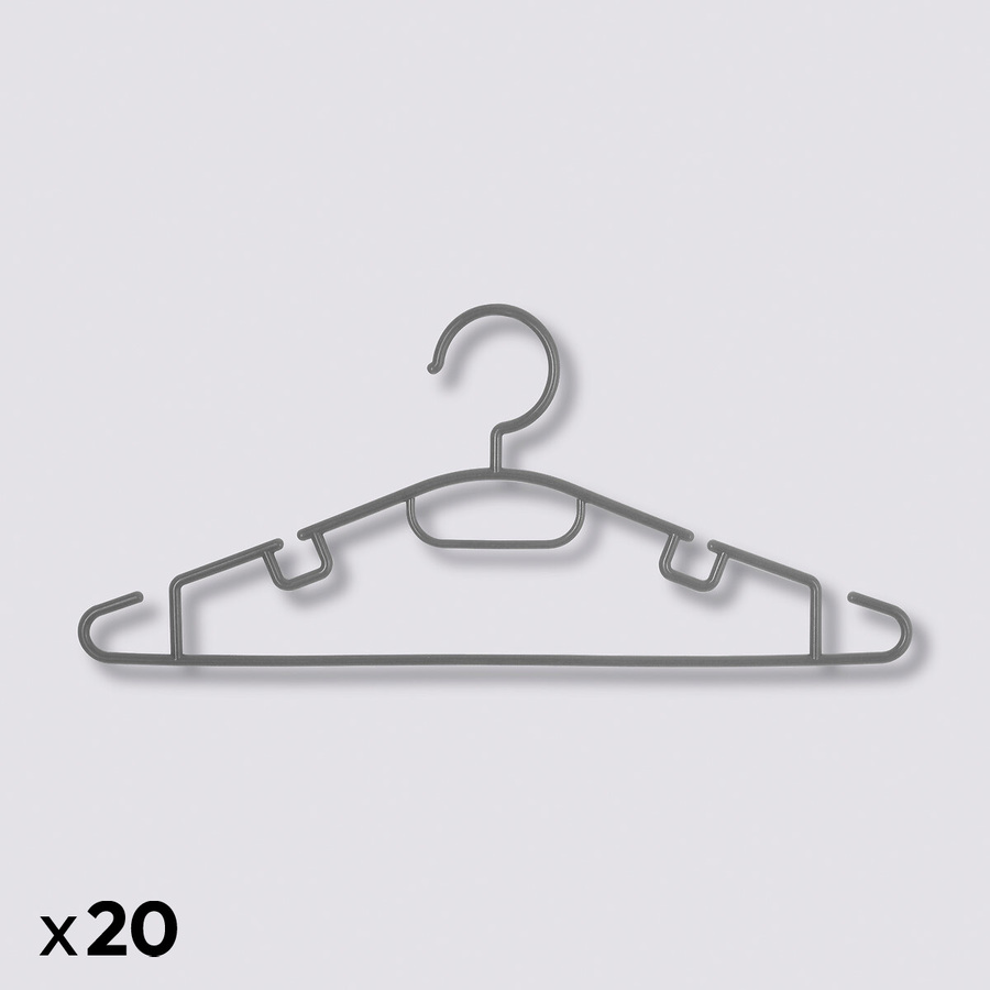 Lot de 20 cintres en plastique, gris Hang'up