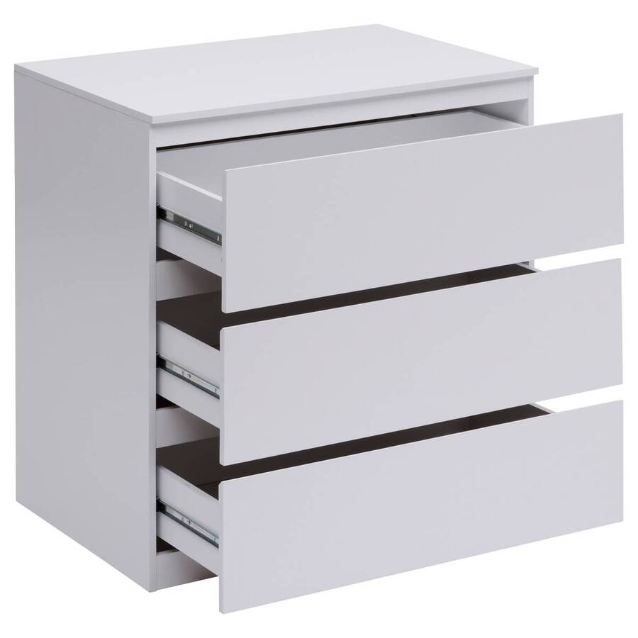 Commode 3 tiroirs, blanc Dolo
