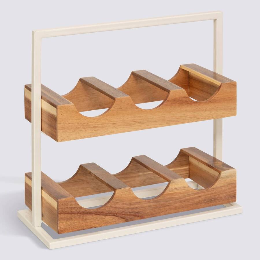 Rangement 6 bouteilles Acacia