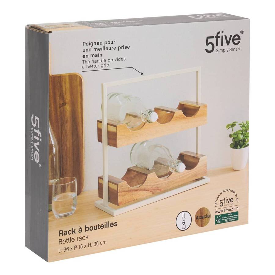 Rangement 6 bouteilles Acacia