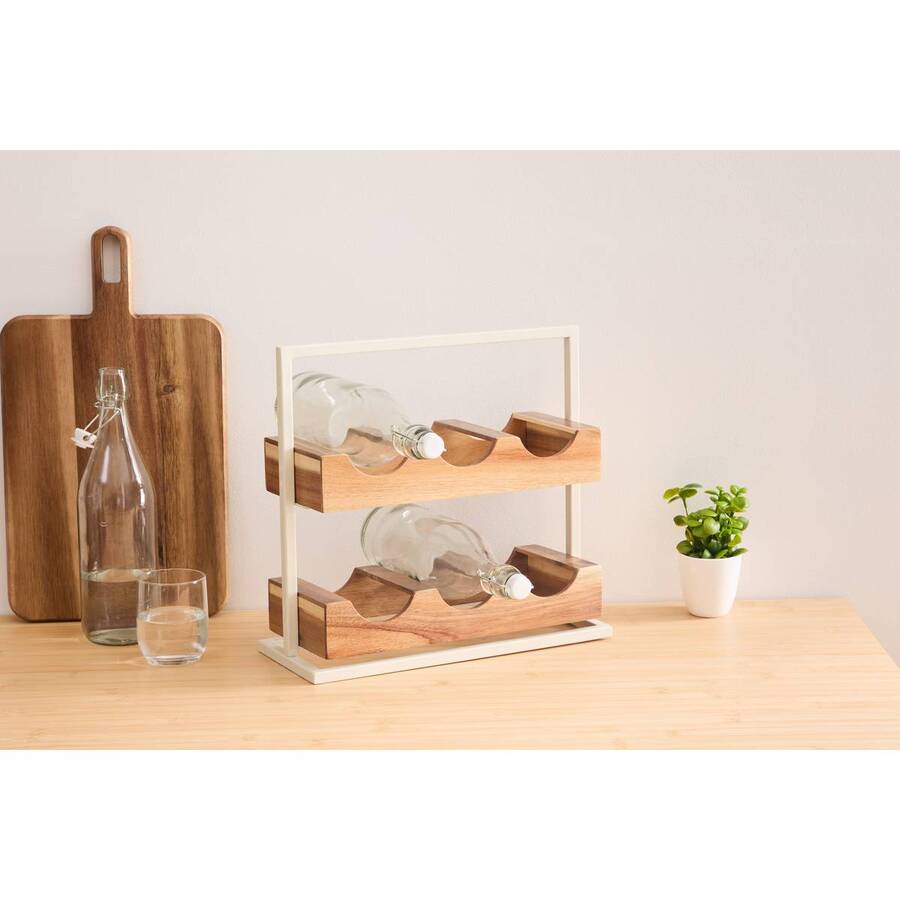 Rangement 6 bouteilles Acacia