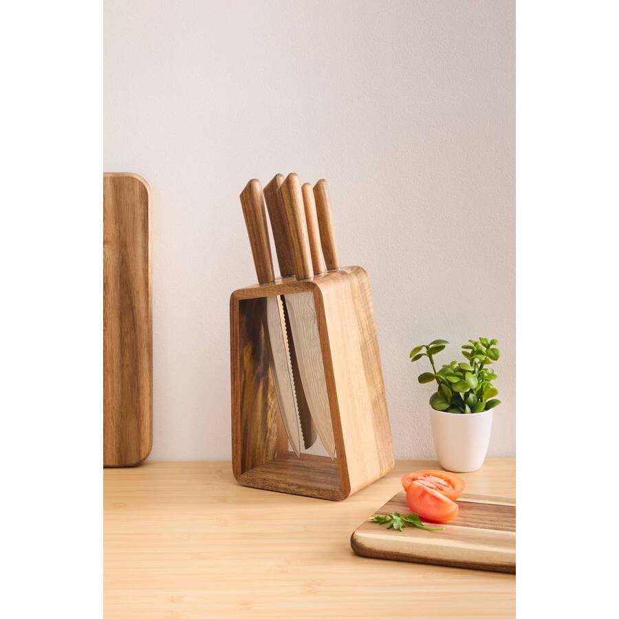 Bloc de 5 couteaux Acacia