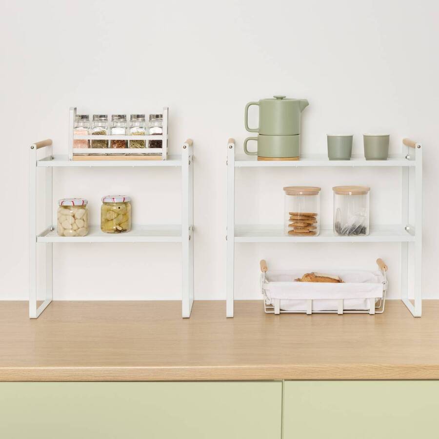 Etagère 2 niveaux, blanc Balm