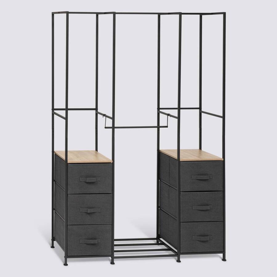 Penderie, 2 étagères, 6 tiroirs, gris Tissa