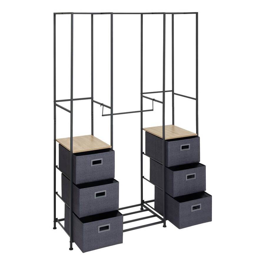 Penderie, 2 étagères, 6 tiroirs, gris Tissa