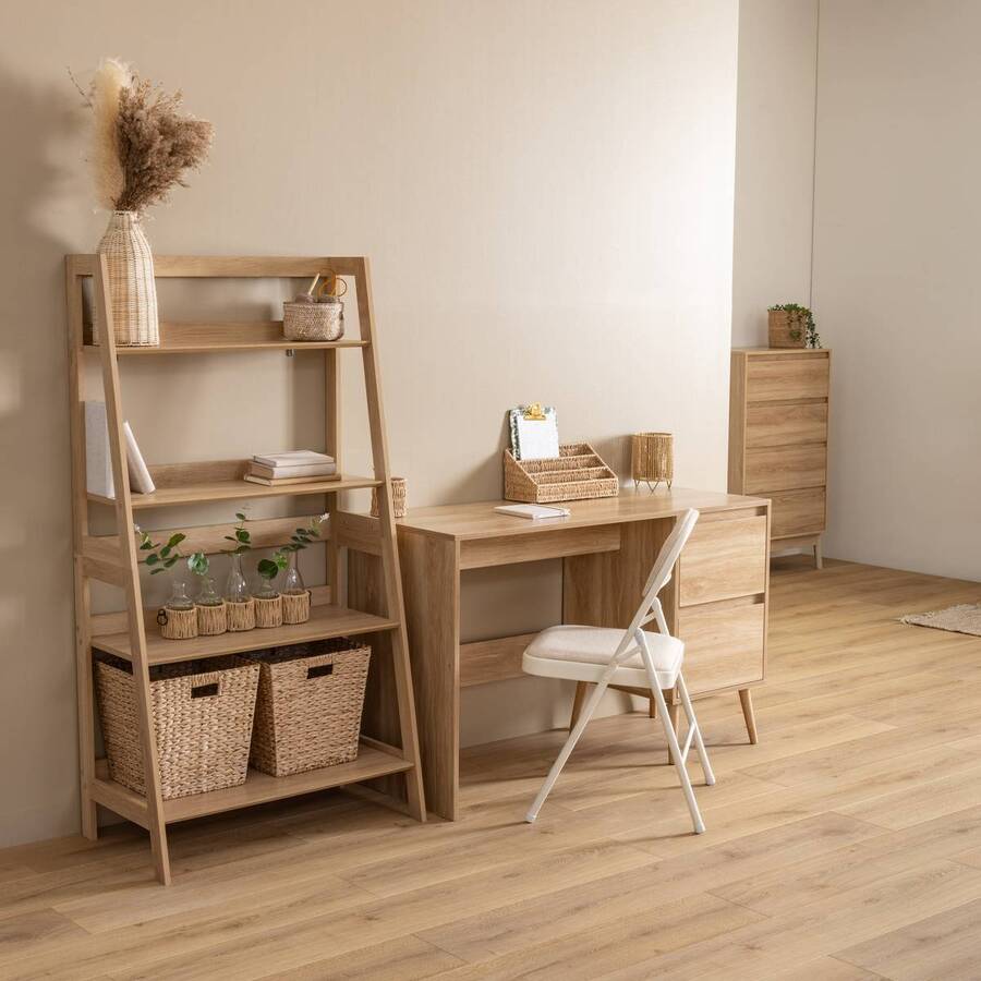 Bureau 2 tiroirs, beige Abana