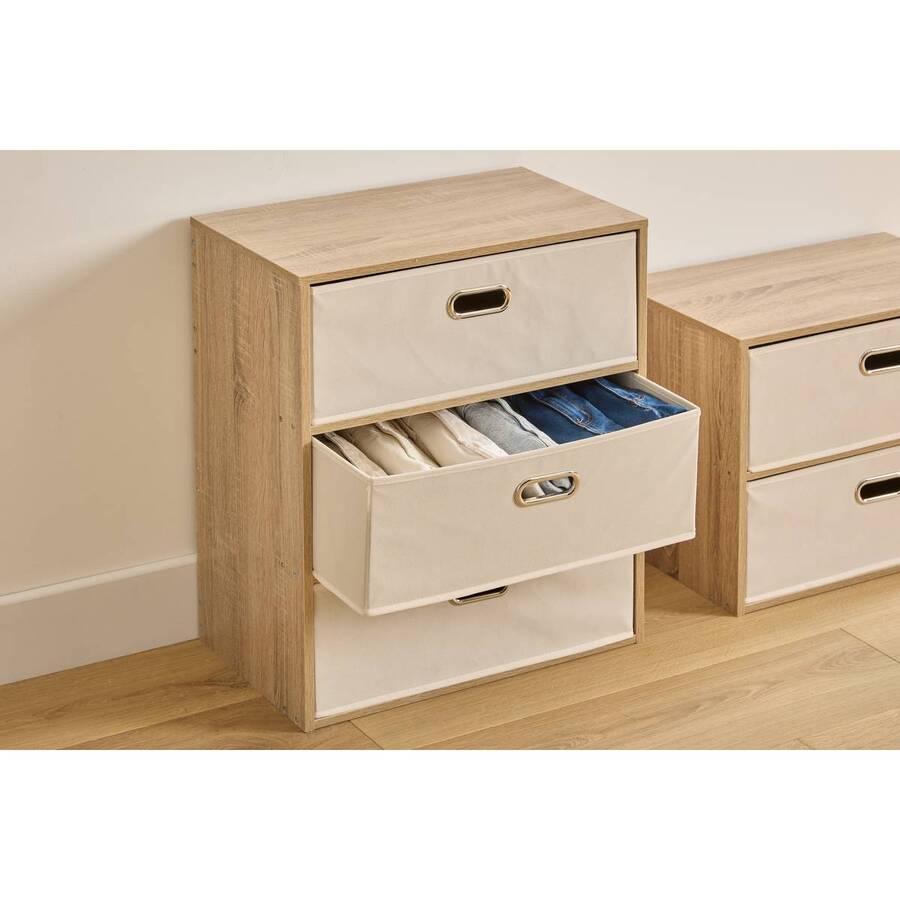 Commode 3 tiroirs, beige Dress up