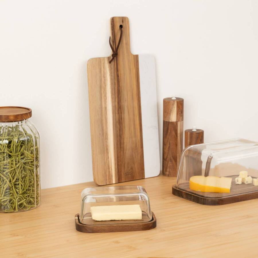 Beurrier, socle acacia 