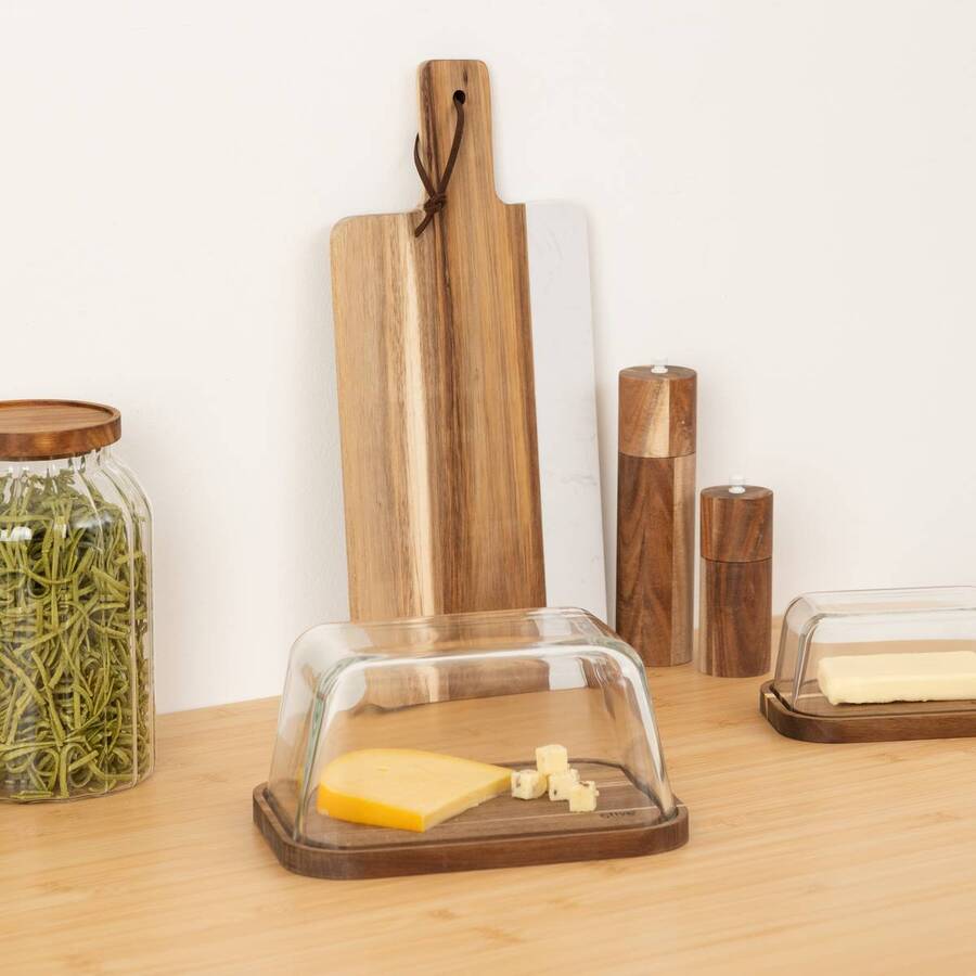 Boîte à fromage, socle acacia 